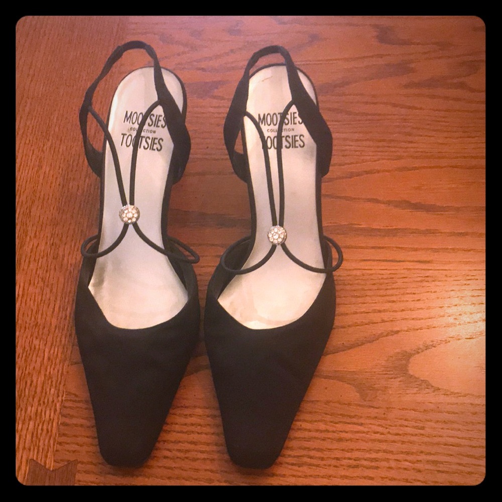 Mootsies Tootsies collections black satin shoes -9 - Picture 1 of 5